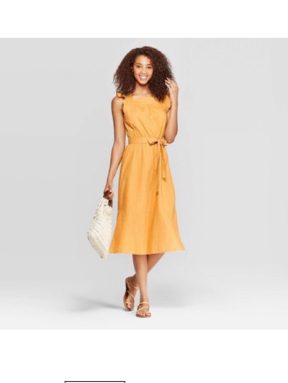 Universal thread mustard linen dress